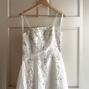 Sz. M Bicici White Beaded Spaghetti Strap Dress w/Tulle for Prom or Wedding